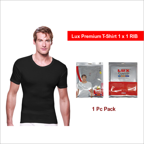 Lux Premiums 1 Pc Pack 1x1 Rib Black T Shirts