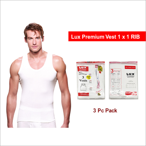 Lux Premium 3 Pc Pack Mens Cotton Vest By V. SHANTILAL & CO.