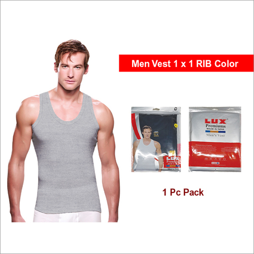 Lux Premium 1 Pc Pack  1x1 RIB Grey Color Mens Vest
