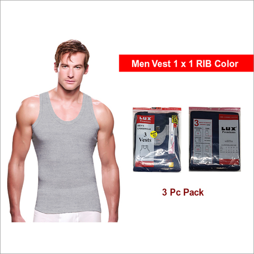 Lux Premium 3 Pc Pack  1x1 RIB Grey Color Mens Vest