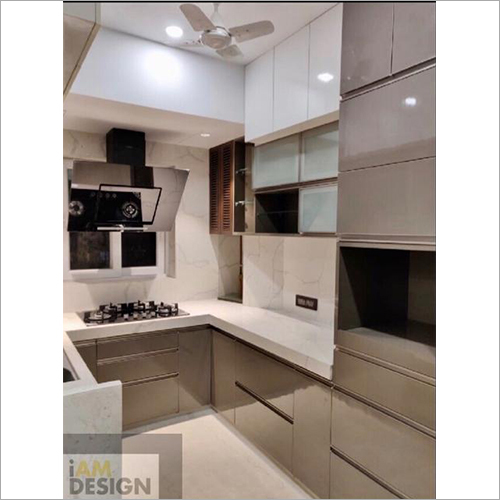 Off White Designer Modular Kitchen