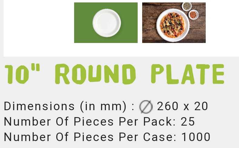 10 Inch Round Bagasse Plate