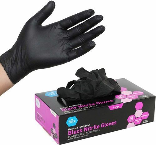 100 Disposable Black Nitrile Gloves Powder Free