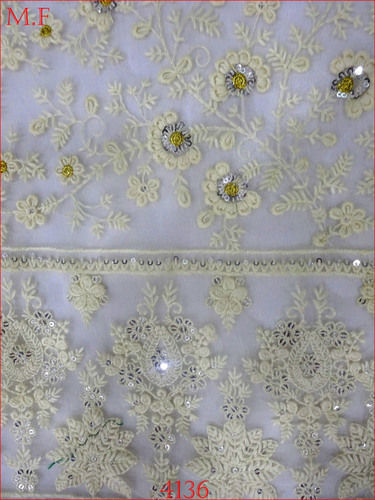 White Embroidery Silk Fabric