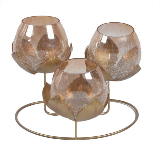 3in1 Glass Flower Tea Light Candle Holder