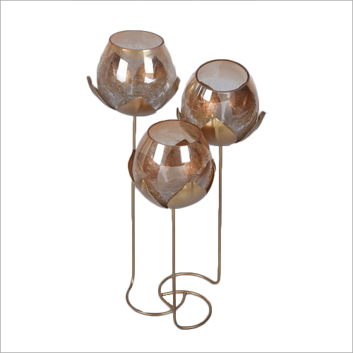 3in1 Glass Flower Tea Light Holder with Flower Stand By TERESA INTERNATIONAL