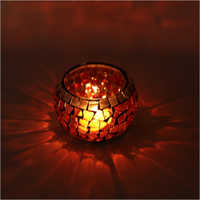 Maroon-Golden Mosaic Tea Light Candle Holder