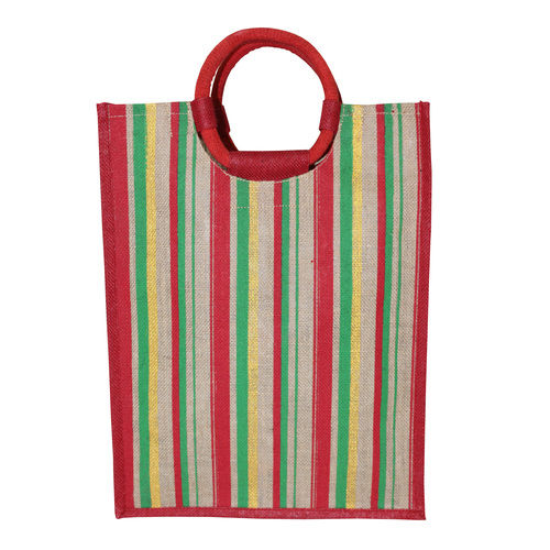 Customized Pp Laminated Jute Tote Bag With Round Padded Rope Handle