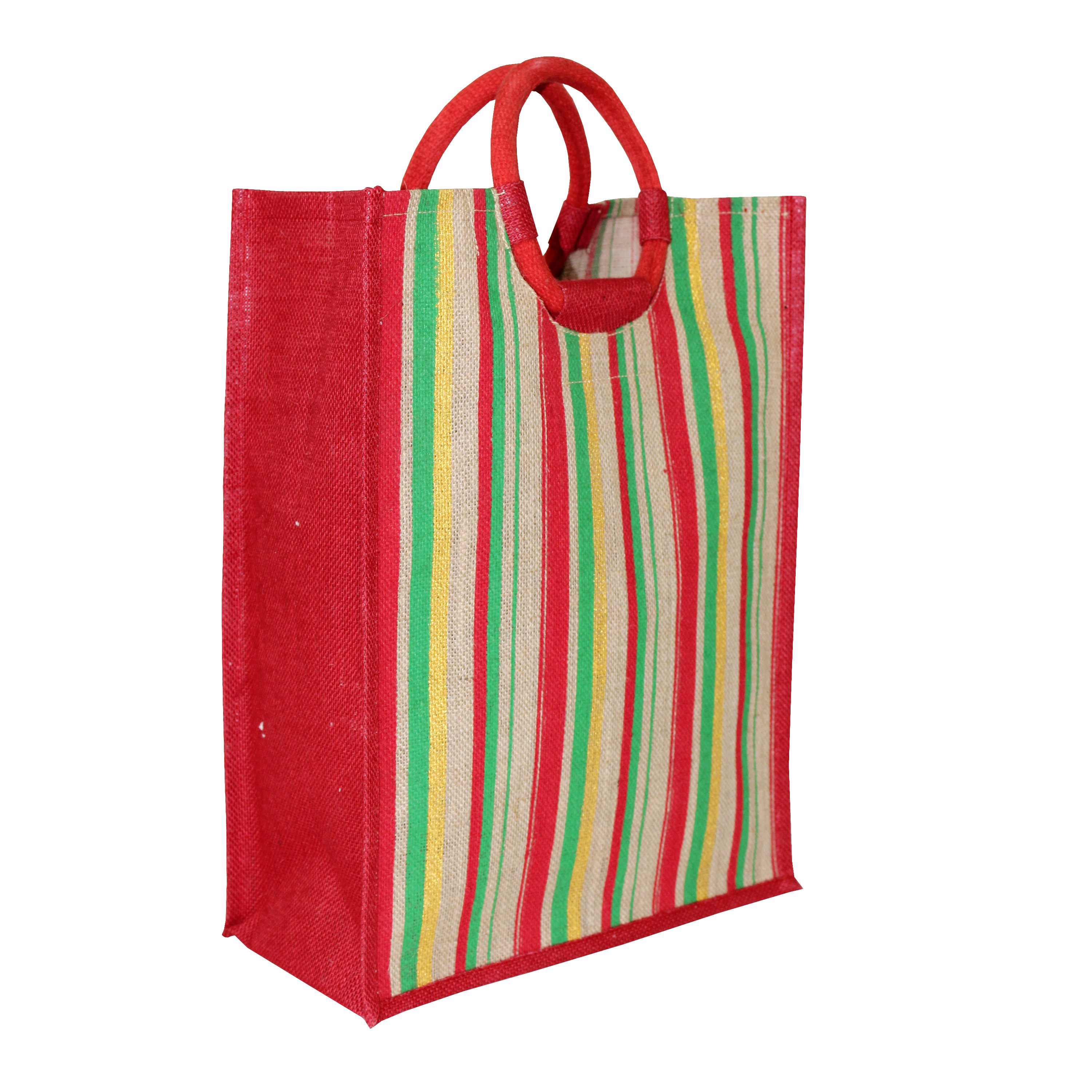 PP Laminated Jute Tote Bag With Round Padded Rope Handle