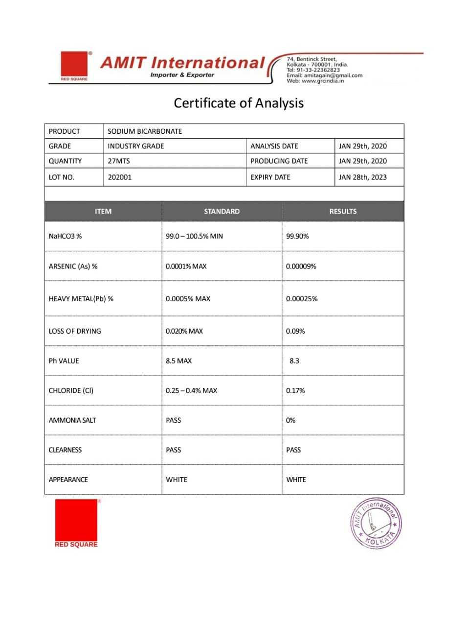 Sodium Bicarbonate Feed Grade - RED SQUARE