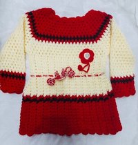 Red hand knitted girls sweater