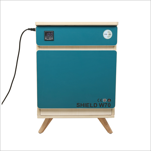 Mild Steel Teal Pine Blue With Teak Wood Legs Uv Sterilization Box