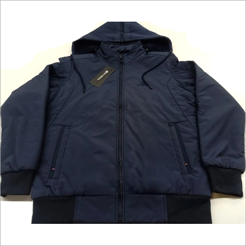 Mens Full Sleeve Hooded Grey Jacket - Cotton Blend, Full Sleeve Design, Double Pockets | Washable Material, Ideal for Casual Wear