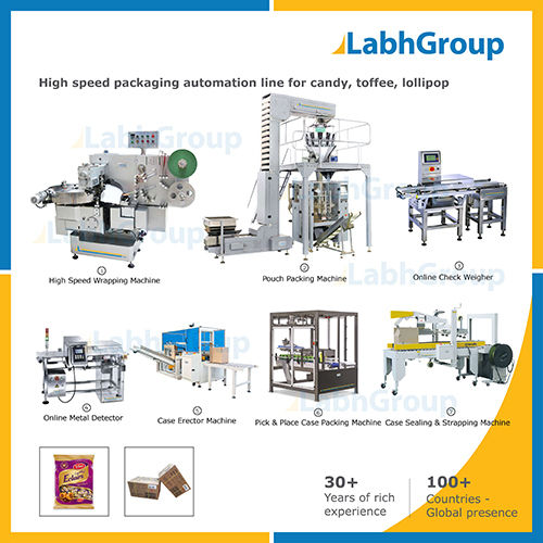 High Speed Automatic Packaging Line For Candy Toffee Lollipop Capacity: 6000Packs Pcs/Min