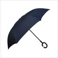 Reverse Umbrella - Nylon, 23" Size | Foldable Design, Elegant Blue And Black Color, Water-resistant Fabric For Enhanced Durability