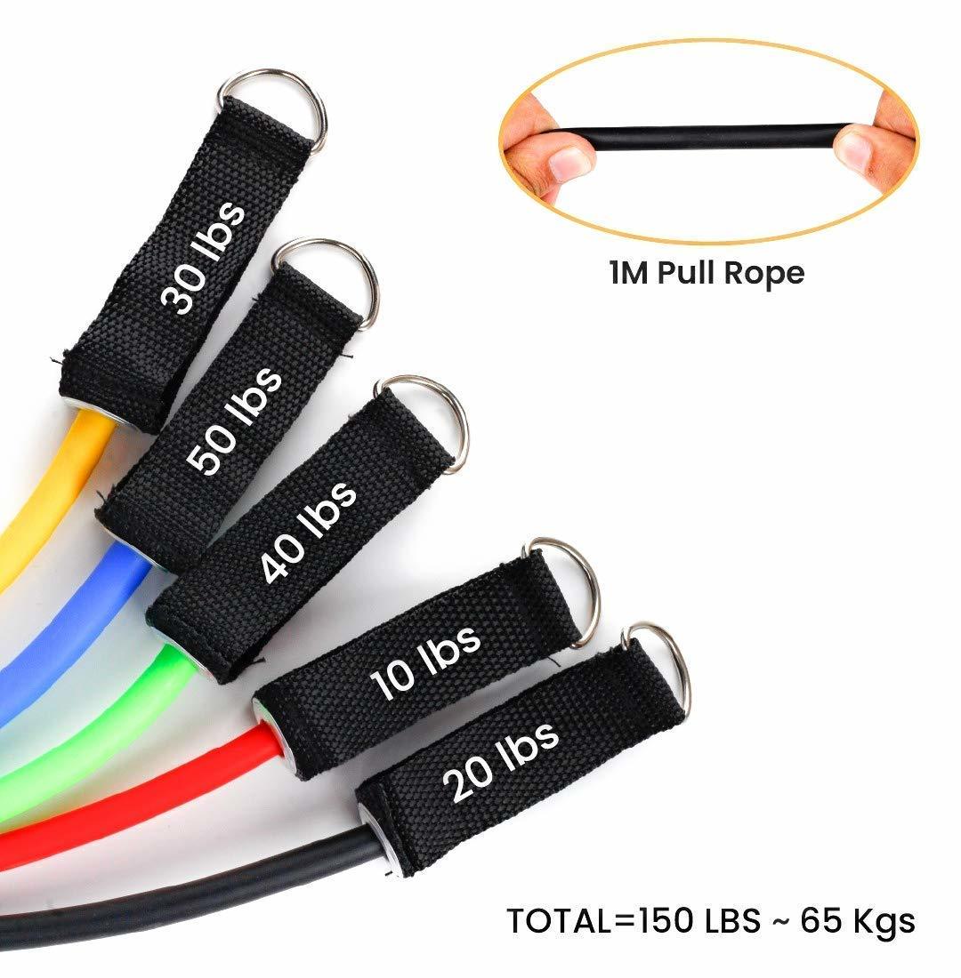Foldable KD Resistance Band Set Of 5 Level Tubes