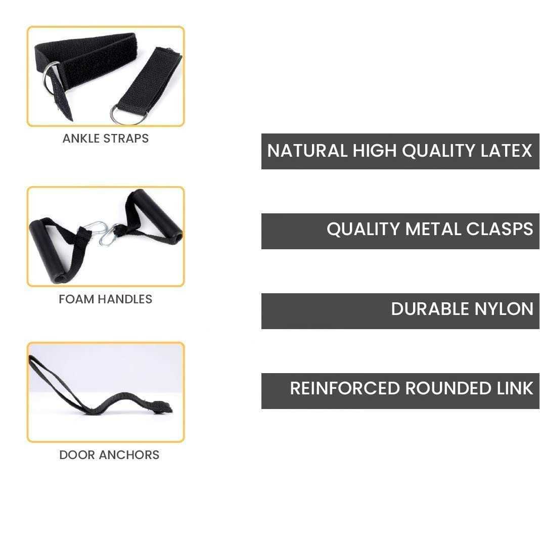 Foldable KD Resistance Band Set Of 5 Level Tubes