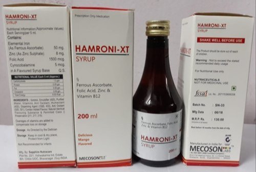 Ferrous Ascorbate With Methylcobalamine Syrup - Liquid Formulation, Supports Iron Deficiency Anemia and DNA Health
