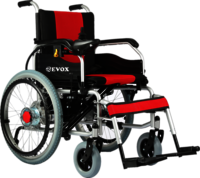 Evox Wc-101e - Steel Frame, 930mm Height, 558mm Width | Foldable Dual Operation Electric Wheelchair With Adjustable Armrests, Detachable Footrests, And Electromagnetic Brakes