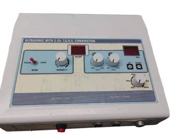Ultrasonic with 2 Channel Tens Unit - Compact Lightweight Design | Electric Powered, Ergonomic Applicator, Continuous and Pulsed Mode