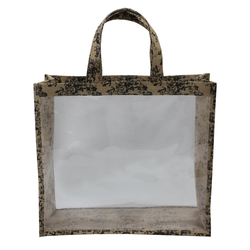 Customized Pp Laminated Jute Window Bag With Jute Handle