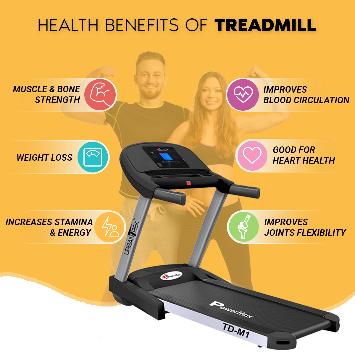 UrbanTrek TD-M1 Motorized Treadmill with Android & iOS Application