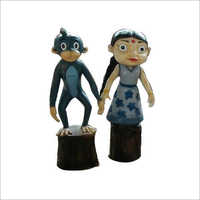 FRP Jaggu And Chutki Cartoon Statue