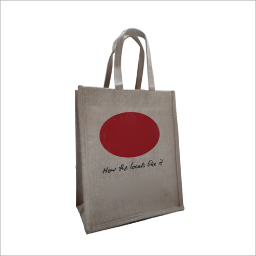 Printed Jute Bag With Loop Handle - Jute Material, 16 x 18 Inch Size, Multicolor | Customized Design, Logo, Ideal for Promotional and Shopping Use