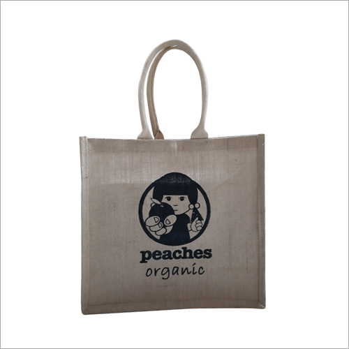 Printed Jute Shopping Bag - Jute Material, 16 x 18 Inch Size, Multicolor Design | Durable, Customized for Promotional and Shopping Use