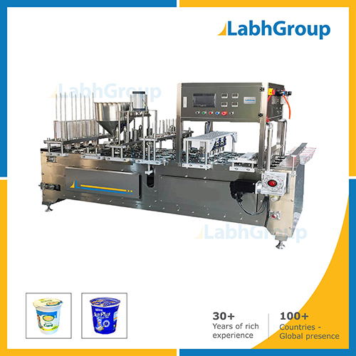 Yogurt Curd Plastic Cup Filling And Foil Sealing Machine