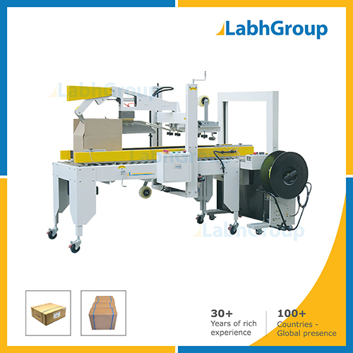 Combined Carton Flapping Sealing And Box Strapping Machine