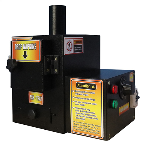 Abm Lilliput Mini Sanitary Napkin Incinerator - MS Mild Steel, Small Size, Matte Black, 600 Watts Heater Power, Automatic Functionality, 50 Pads Capacity Per Day, 1 Year Warranty