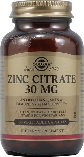 Solgar Zinc Citrate - 30 Mg | 100 Vegetable Capsules, Promotes Healthy Growth and Optimal Absorption