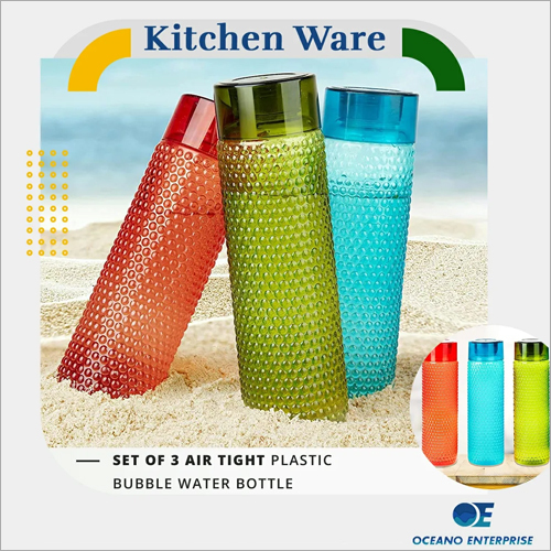 3 Air Tight Plastic Bubble Water Bottle Set