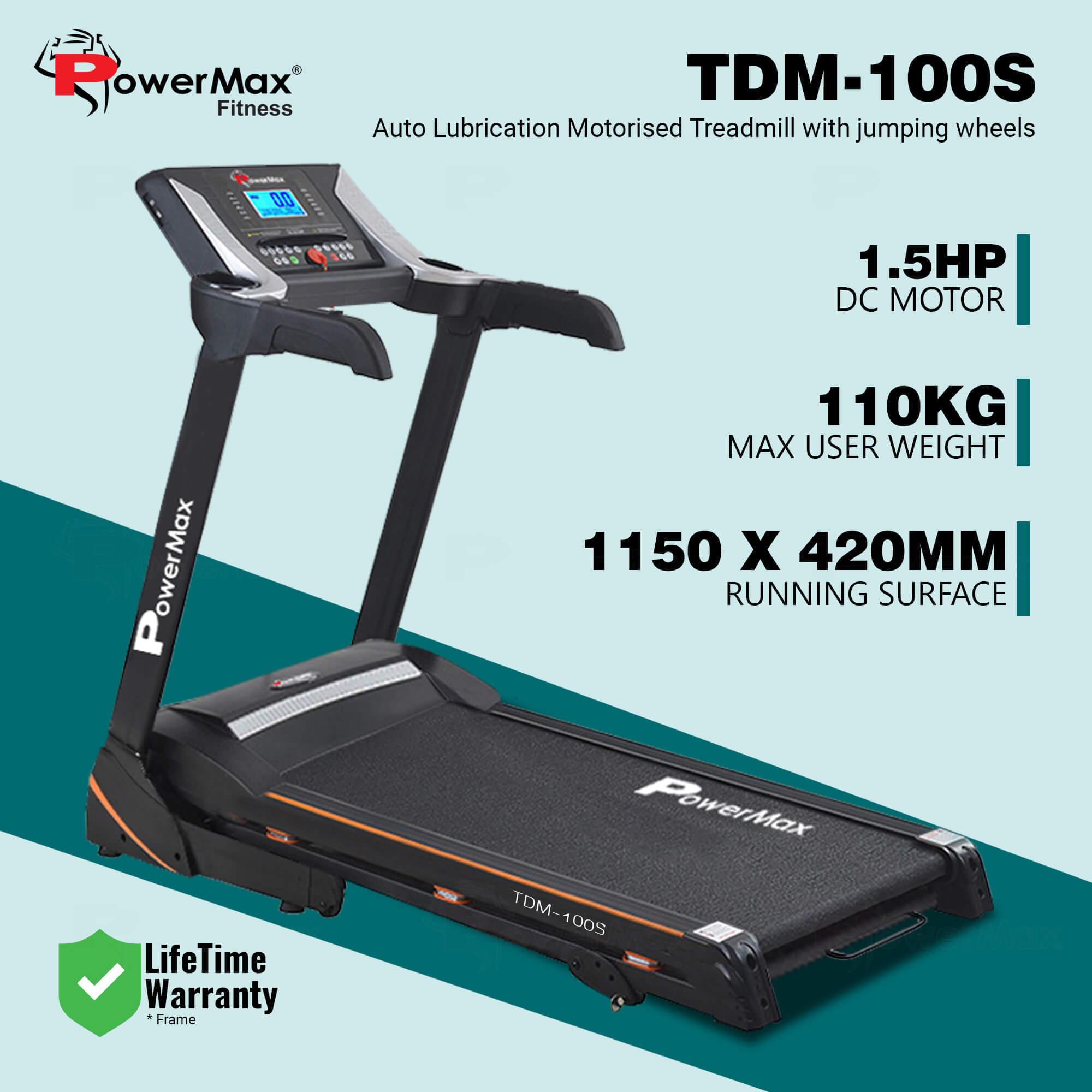 TDM-100S Motorized Treadmill with Jumping Wheel & Auto Lubrication