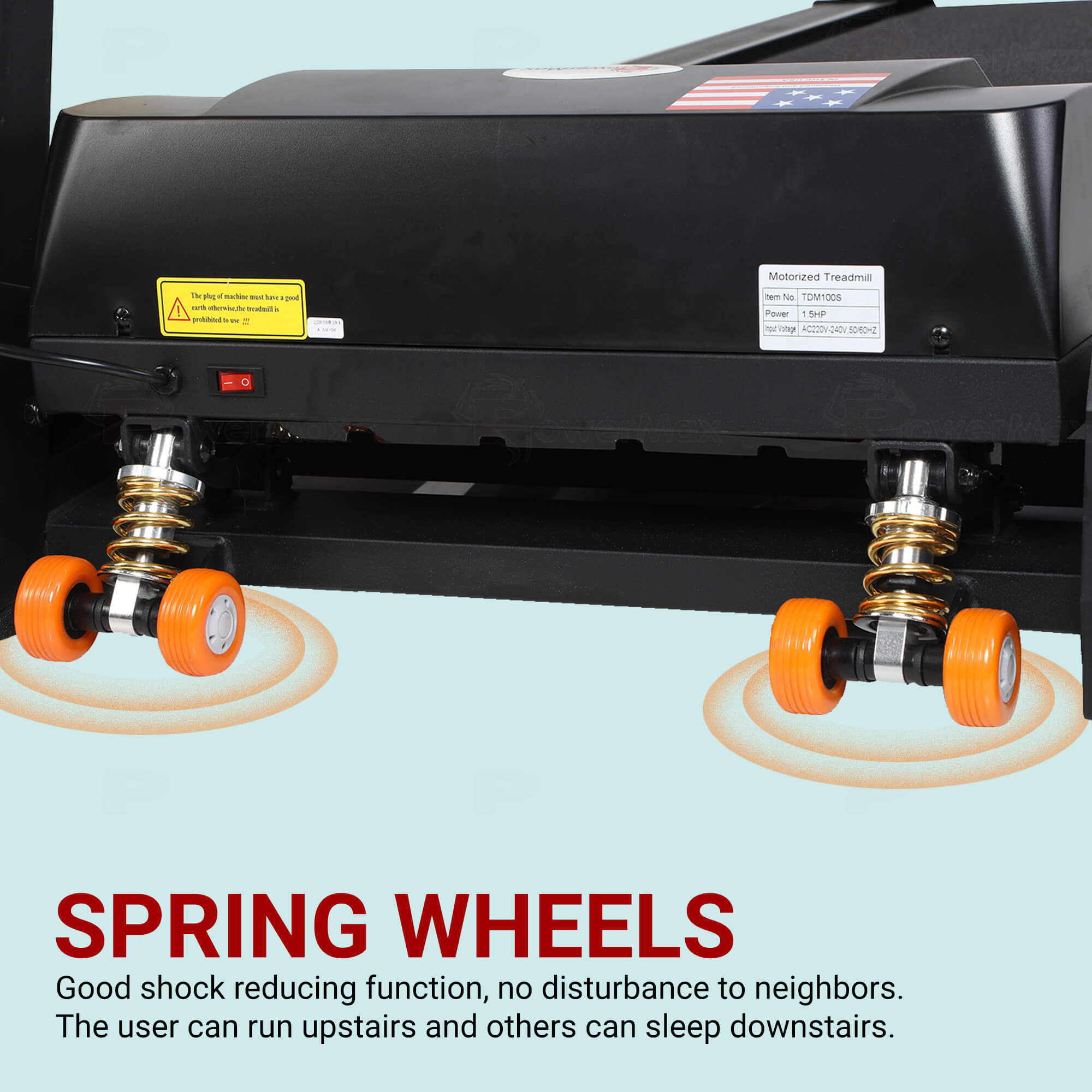 TDM-100S Motorized Treadmill with Jumping Wheel & Auto Lubrication