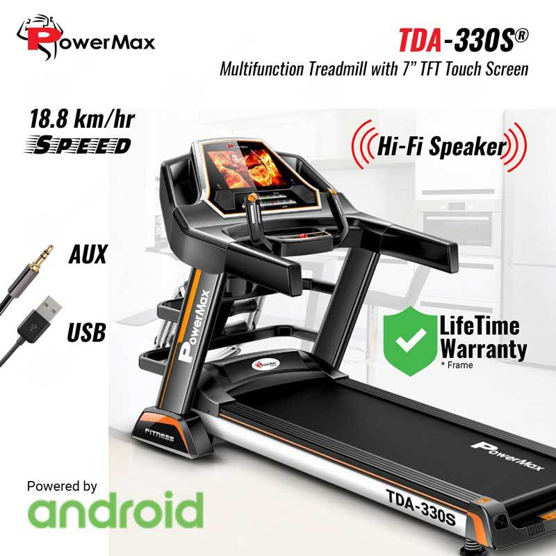 TDA-330S Multi function Treadmill with 17.7cm Touch Screen powered by Android OS