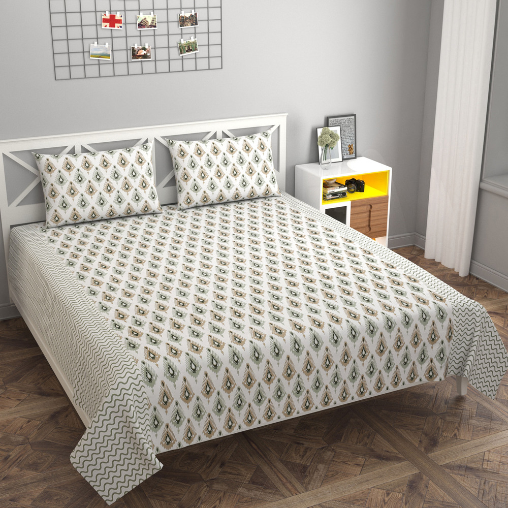 100% Cotton Printed Bedsheet 100X100 Inches With 2 Pcs Pillow Covers For Bedding - Application: Home & Hotels