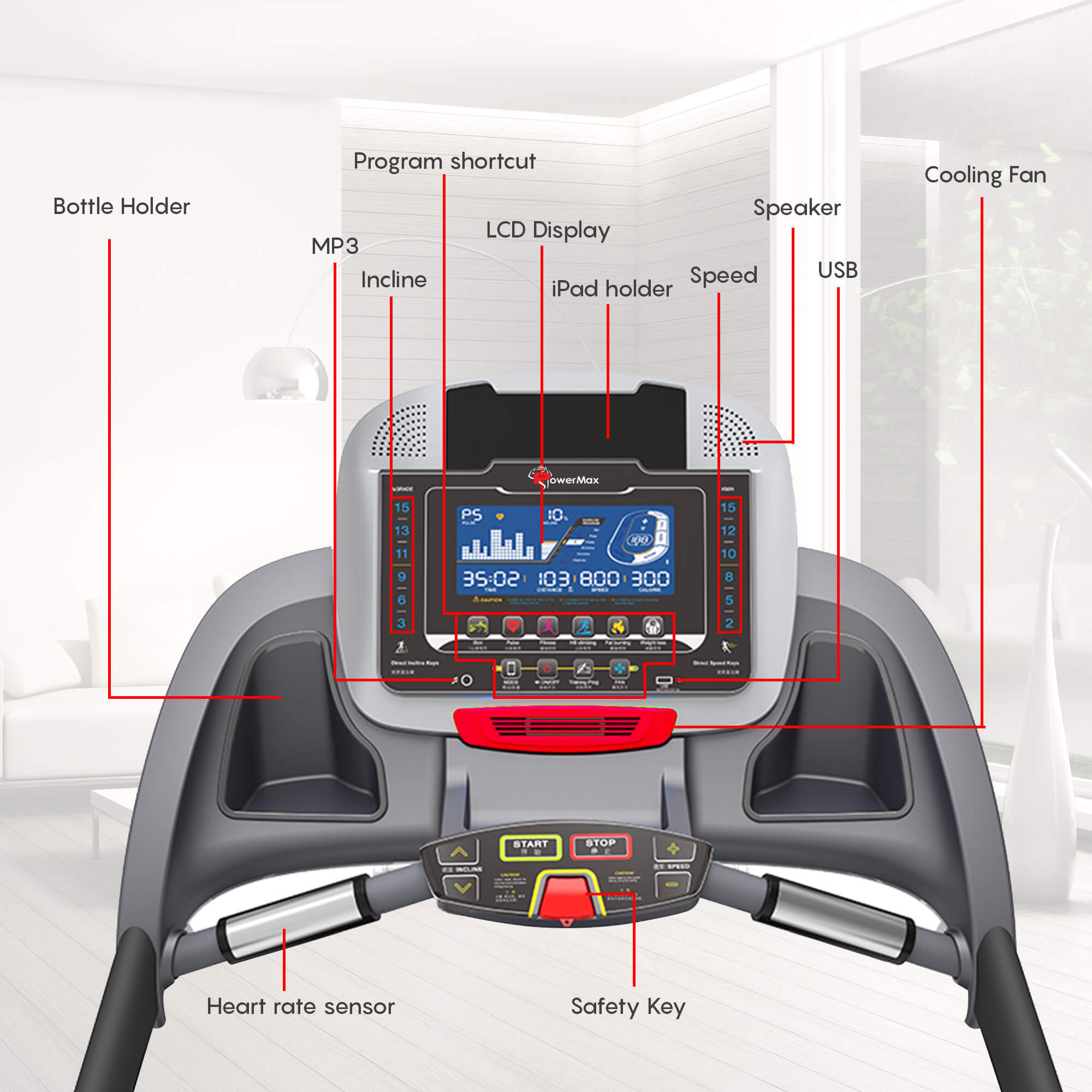 TAC-400 Semi-Commercial AC Motorized Treadmill with Android & iOS App