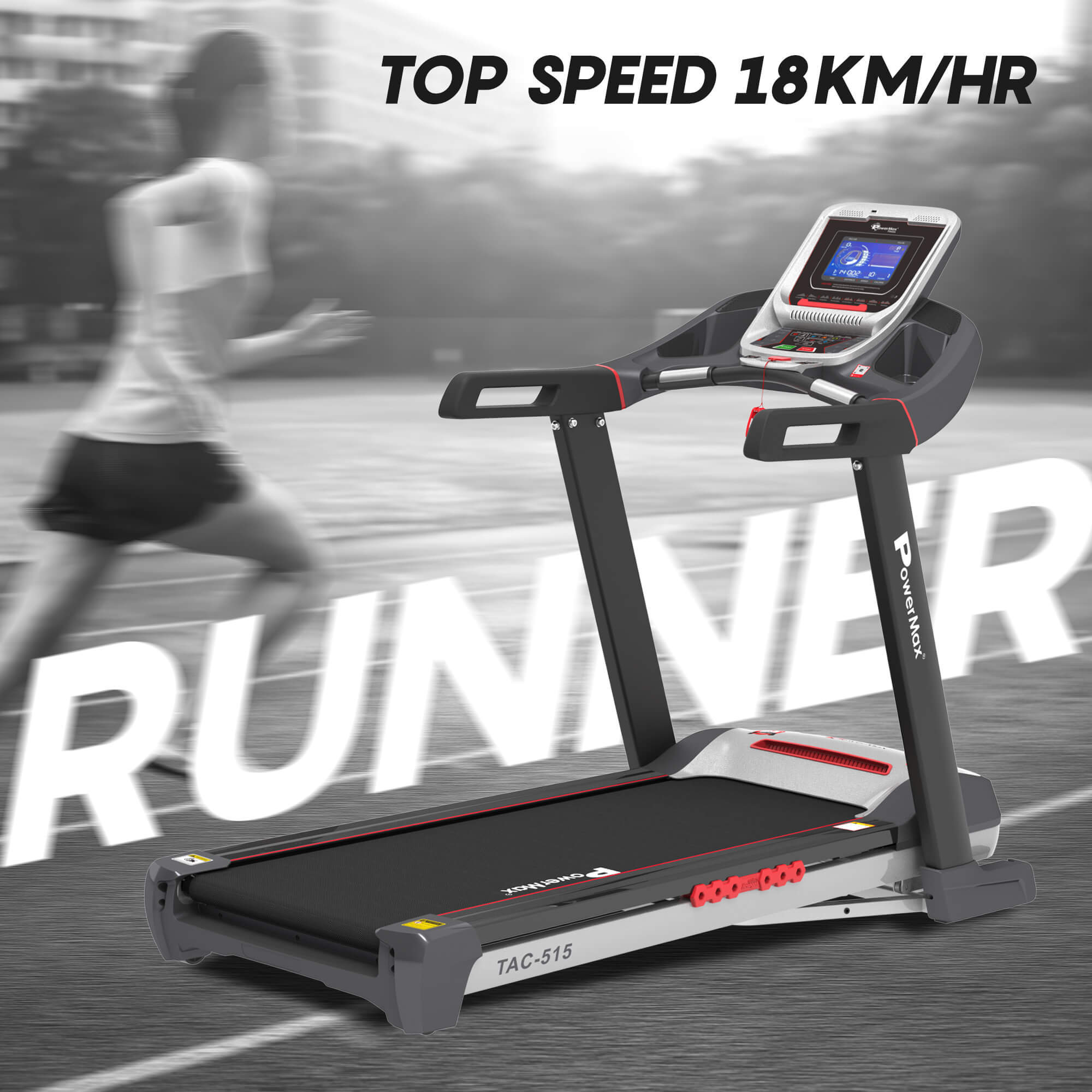 TAC-515 Semi-Commercial AC Motorized Treadmill with Android & iOS App