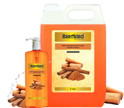 Handwash Handkind Chandan - Liquid Soap, Lucid Amber | pH Balanced, Sandalwood Fragrance, Hydrates Skin, Rich Lather, Long Lasting Freshness