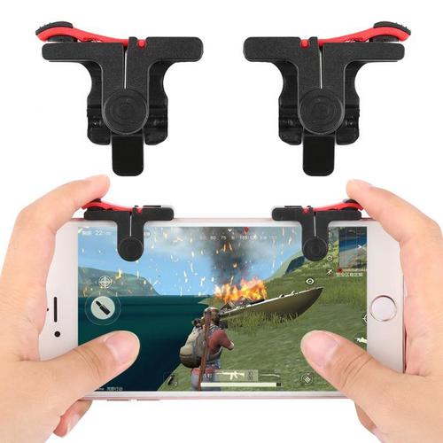 D9 PUBG Fire Key Shooter Controller Fire Button Aim Key Mobile Gaming Trigger L1R1 - ABS Material | Black & Red Color, Adjustable Clip Tightness, Supports Android & iOS