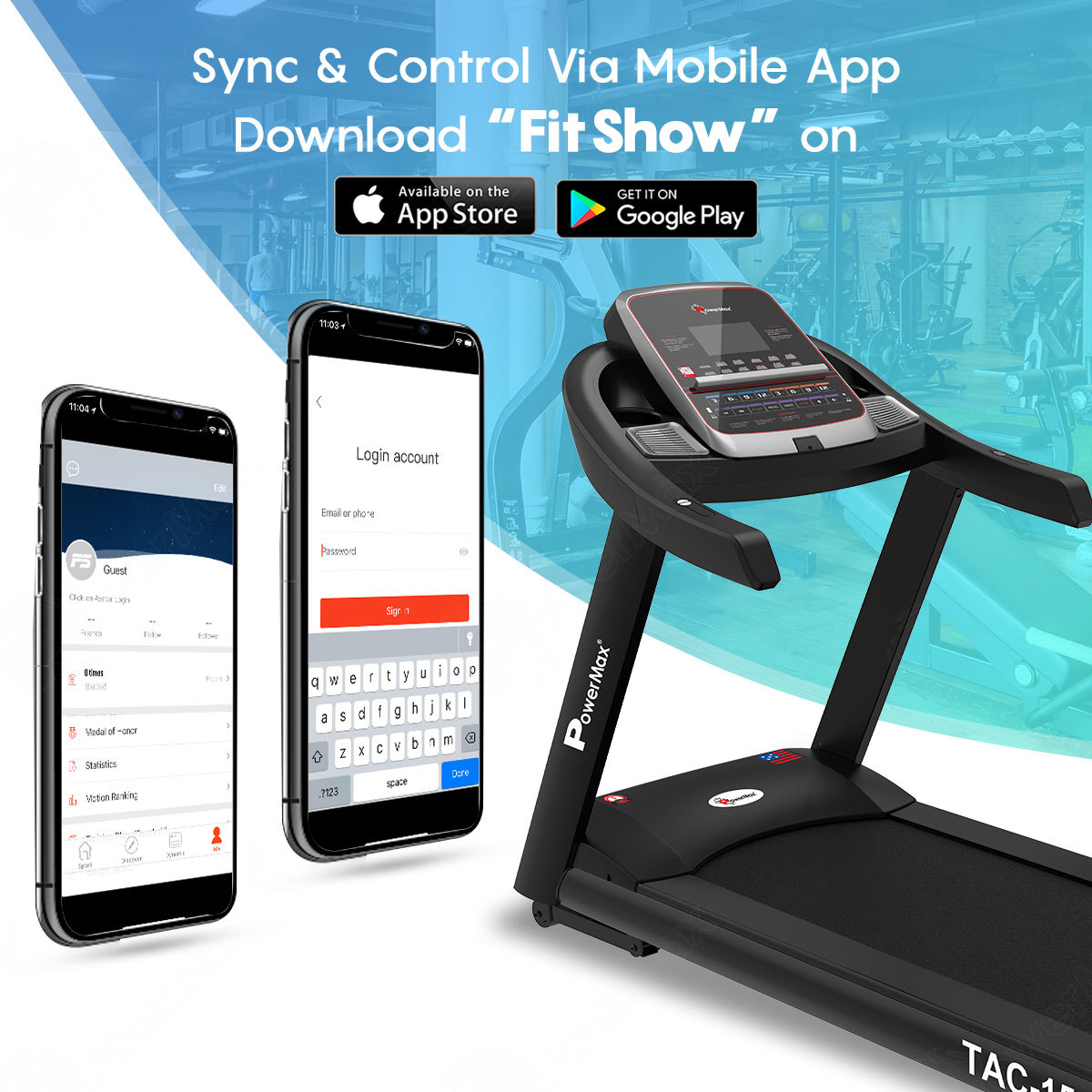 TAC-1500 Commercial AC Motorized Treadmill with Mobile App