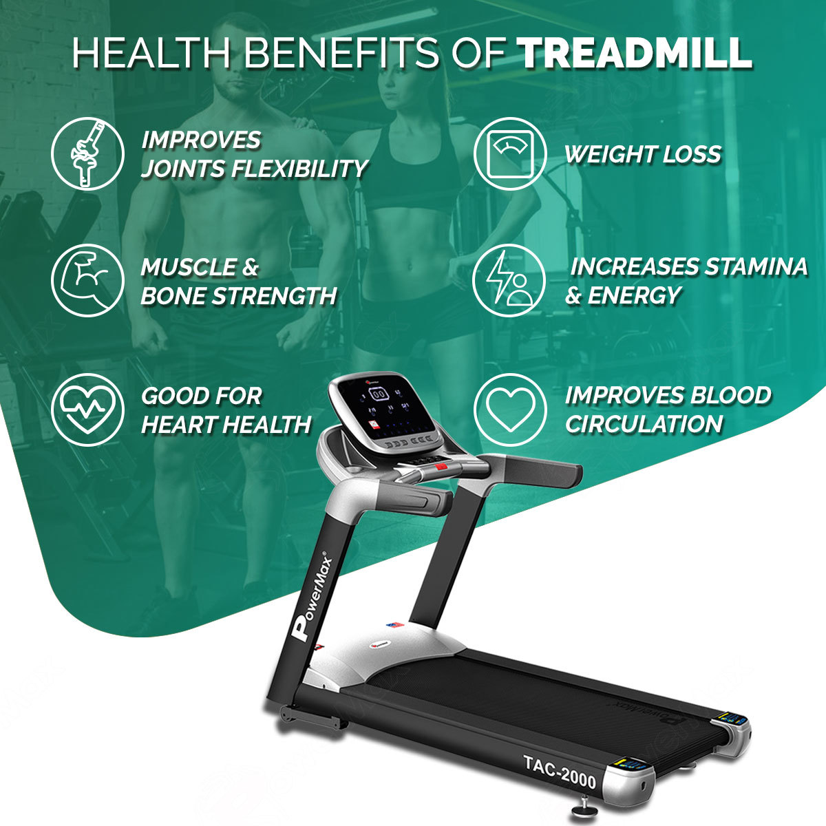 TAC-2000 Commercial AC Motorized Treadmill with Mobile App