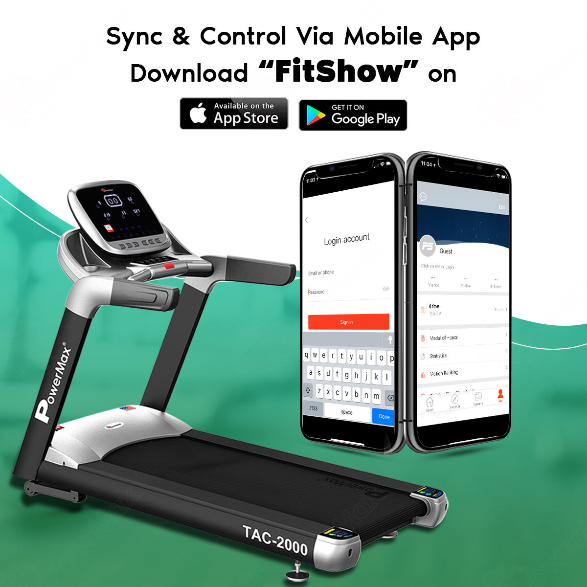 TAC-2000 Commercial AC Motorized Treadmill with Mobile App