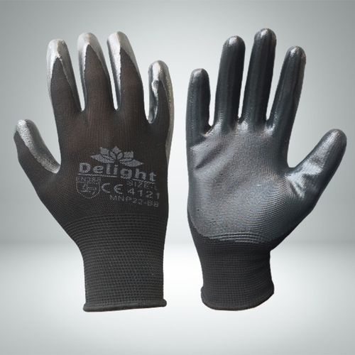 Black Nitrile Palm Coated Gloves