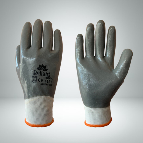 Grey Nitrile Full Coated Gloves