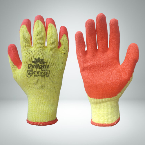 Orange Latex Coated Gloves