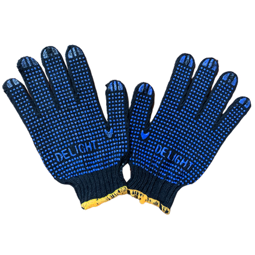 Blue Cotton Dotted Gloves