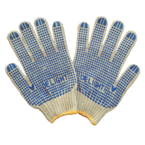White Cotton Dotted Gloves